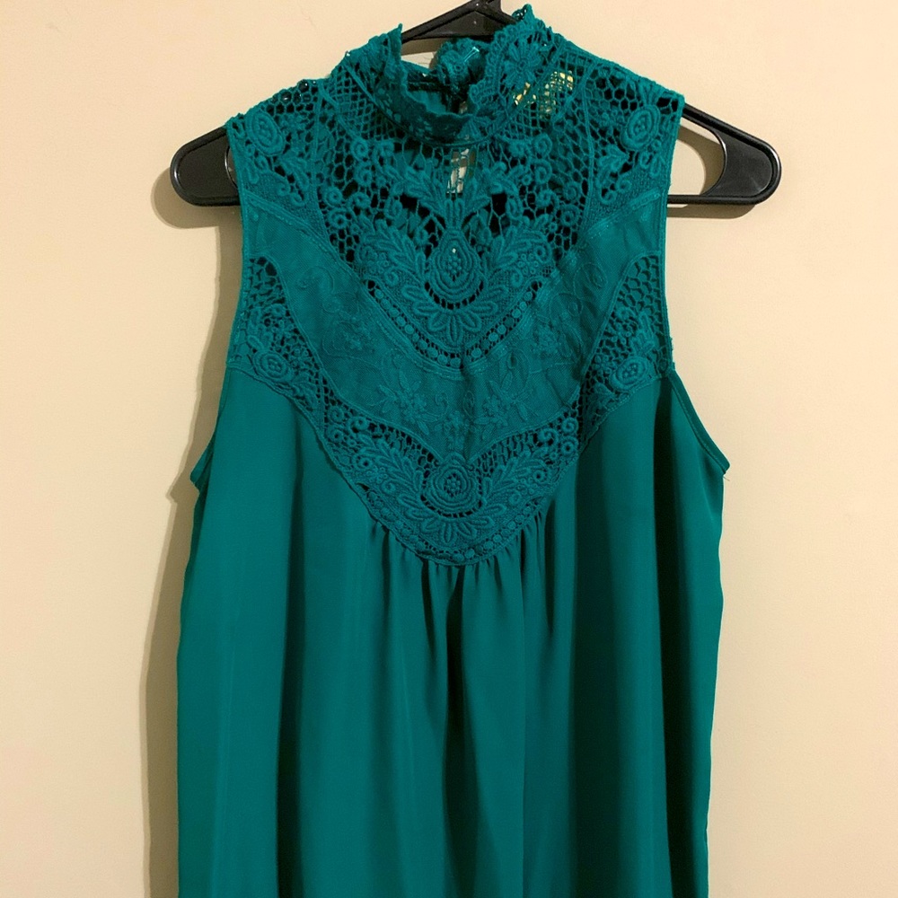 Takara Emerald Green High Neck Sleeveless Blouse
